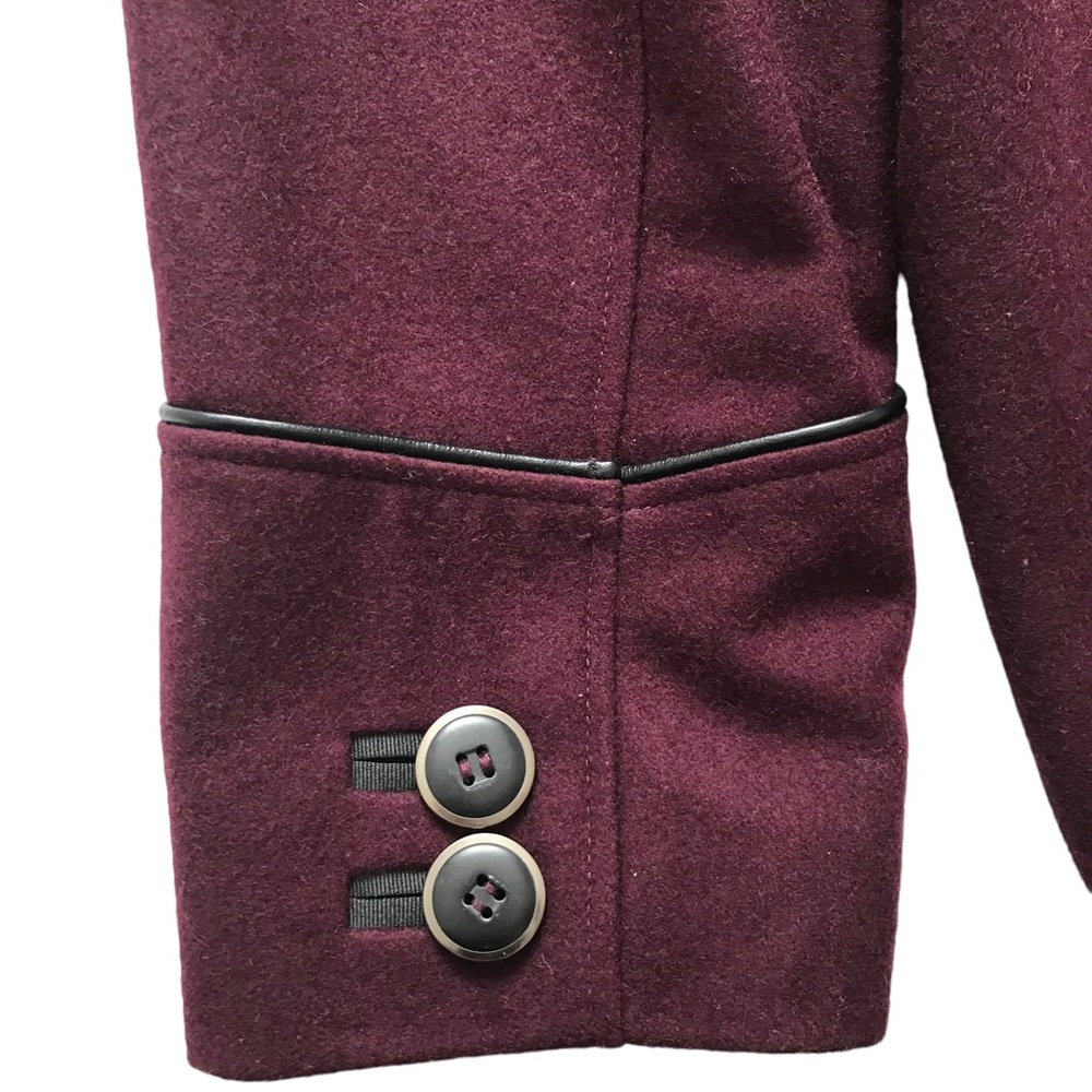 Marcona Women’s Wool Blend Winter Jacket Burgundy Single Breasted Pockets - Picture 12 of 14